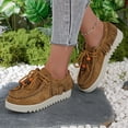 thumbnail image 2 of EKVAHL Women's Suede Flat Loafers Retro Beaded Comfort Slip On Round Toe Chunky Penny Loafers Daily Casual Walking Dress Shoes, 2 of 5