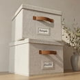 thumbnail image 1 of Set de cajas organizadoras para archivos ZICOTO plegables de lino 39 x 32 x 25 cm, 1 of 9