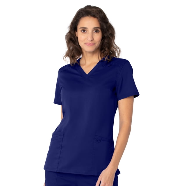Landau ProFlex Haut de Sarrau pour Femmes : 3 Poches, Coupe Moderne Ajustée, Col en V Extensible 4169