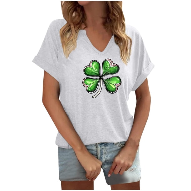 Tops Cortos para las Mujeres San Pablo's Día Impreso Cuello en V Envuelto Casual Top, Ligero para Todas las Estaciones Hogar Y Uso Diario