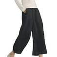 thumbnail image 3 of Tbopshirt Capris for Women Plus Size,Womens Fashion Casual Pants Gifts for Women,Multiple Solid Color Cotton Linen Loose Wide Leg Capris, 3 of 6