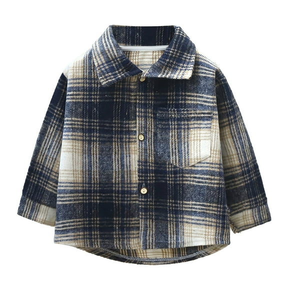 Fancifize Toddler Kids Boys Girls Flannel Shirt Jackets Fall Winter Plaid Long Sleeve Button Down Tops Coat Soft Cozy Lapel Outwear Clothes 12M-12Y