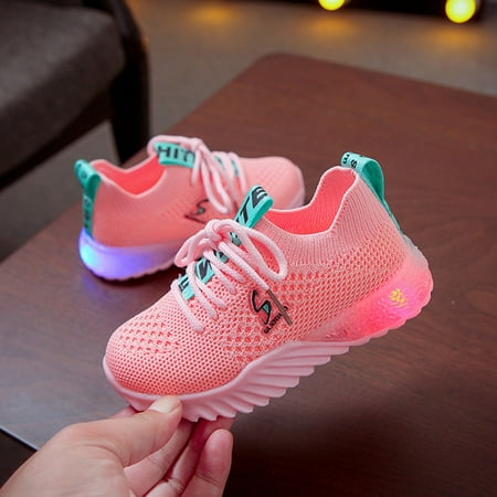 

Baby shoes Children Kid Baby Girls Boys Letter Led Luminous Sport Run Casual Shoes Fragarn