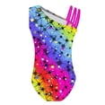 thumbnail image 2 of Haitryli Girls Gymnastics Leotard Ballet Dance Leotard Asymmetrical Shoulder Bodysuit Swimsuit Colorful 6, 2 of 4