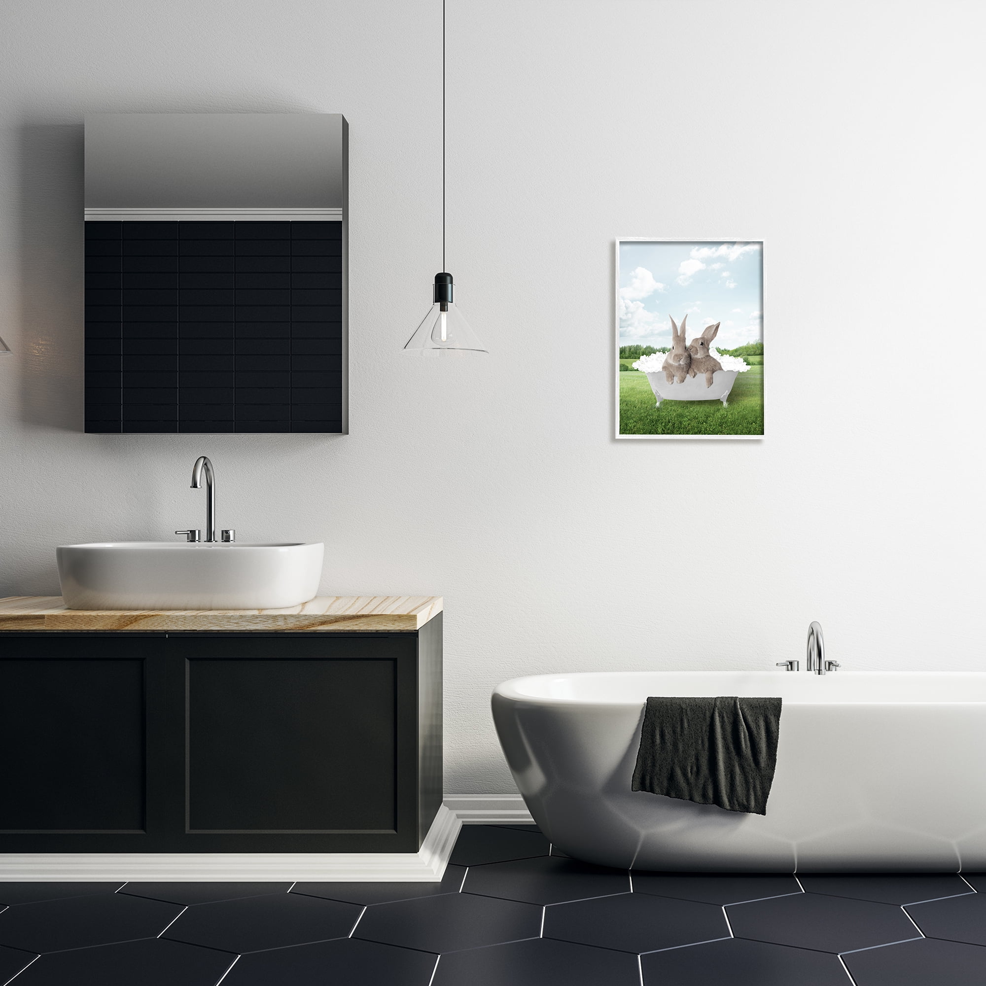 Stupell Industries Bubble Bath in Field Nature Painting White Framed Art Print Wall Art, 16 x 20