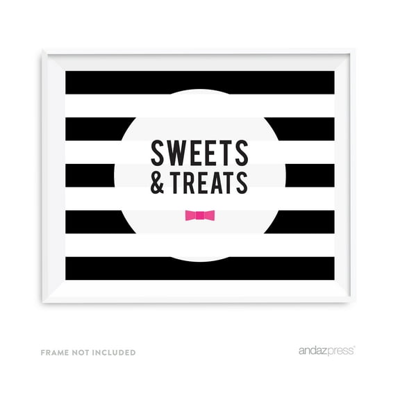 Sweets & Treats Modern Black and White Stripes Wedding Party Signs
