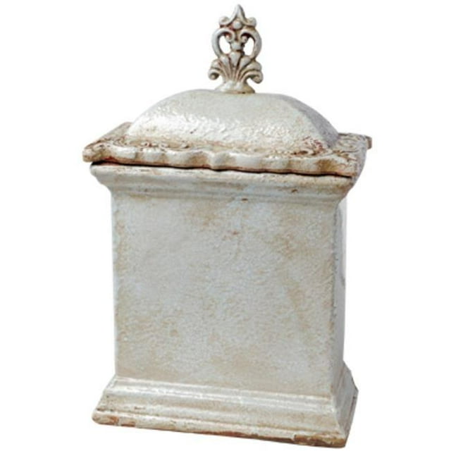 Benzara BM165746 14.5 x 5 x 8.5 in. Short Rectangular Ceramic Lidded Jar - Brown & White