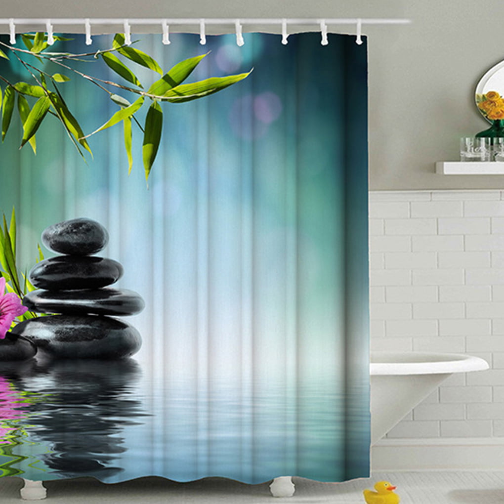 Carnation Home Extra Wide EZ-ON® "Blue Note" Polyester Shower Curtain 
