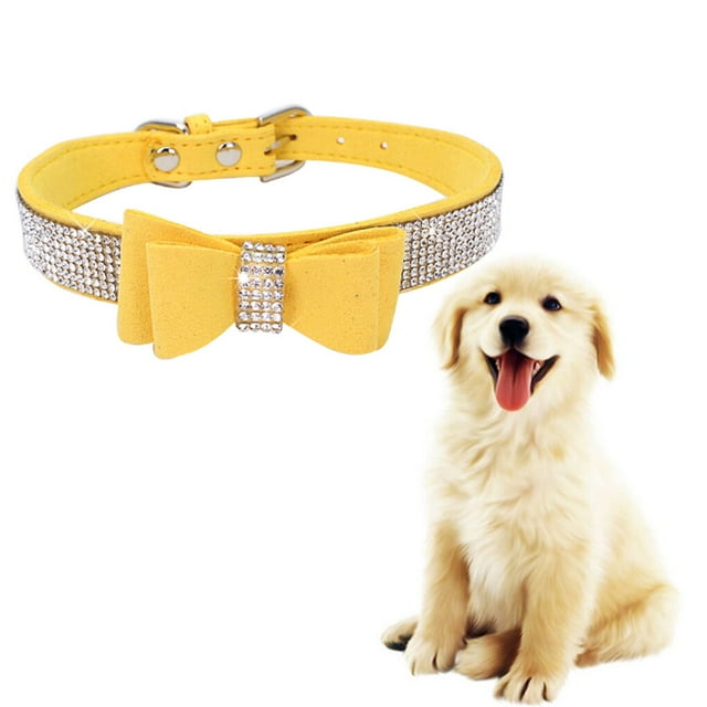 Bling Crystal Cat Collar Metal Adjustable Puppy Bow collar Rhinestone small dog Tie Rhinestone Soft Collars Pet Supplies for Small Medium Dogs