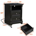 thumbnail image 2 of AENKYO Farmhouse 2-Drawer Nightstand with Charging Station, Rustic Wooden End Table for Bedroom & Living Room, Black, 2 of 8