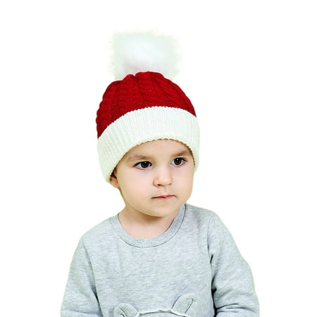 

Christmas Kids Cotton Knitted Pom Hats Newborn Baby Girls Boys Winter Warm Bonnet Hats Accessories