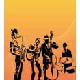 thumbnail image 3 of Jazz Music Duvet Cover Set, Silhouette of Jazz Quartet Performing on Stage Acoustic Passion Old Style Art, Decorative 3 Piece Bedding Set with 2 Pillow Shams, Queen Size, Mustard Black, by Ambesonne, 3 of 3