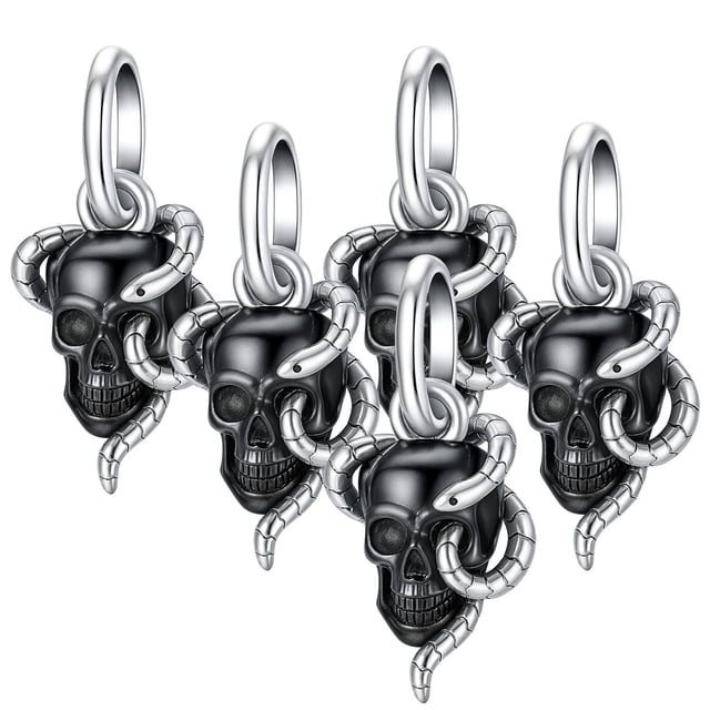 Charm Calavera Realista SkullDark01 5Pzas PPlata S925 Chapa Colgante Sencillo Cráneo/Serpiente Plata/Negro Caja Blanca 4