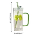 thumbnail image 3 of Taza cuadrada transparente con forma de lazo, tapa y asa de paja, apta para mujeres y niñas, taza para café y té, 3 of 6