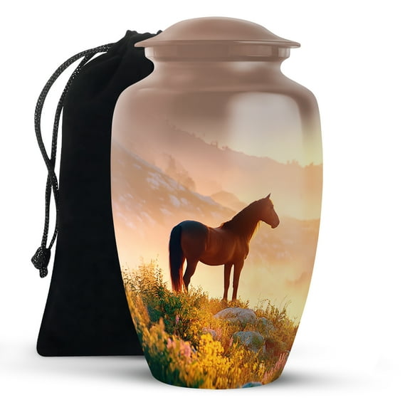 KARYLIZ Horse Urns for Human Ashes - Large Brown Urns For Human Ashes Adult Man - Cremation Funeral & Burial Urn for Women, Decorative Gift