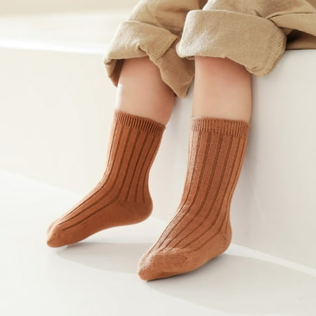 

Stockings For Girls Children Autumn And Winter Fashionable Solid Color Simple Vertical Pattern Comfortable Warm Womens Socks