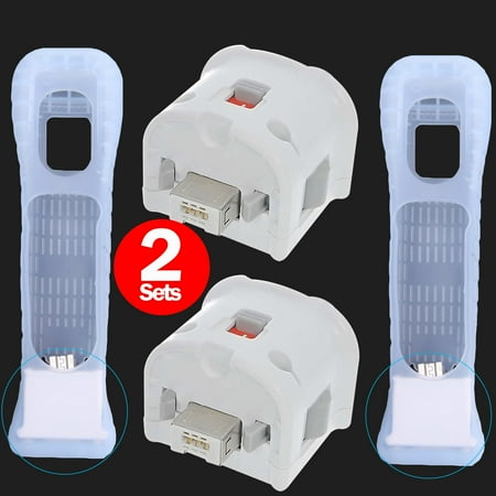 Wii Motion Plus Mario 2 Sets Motion Plus MotionPlus Adapter Sensor & Silicon Case Cover for Nintendo Wii Remote Controller ()