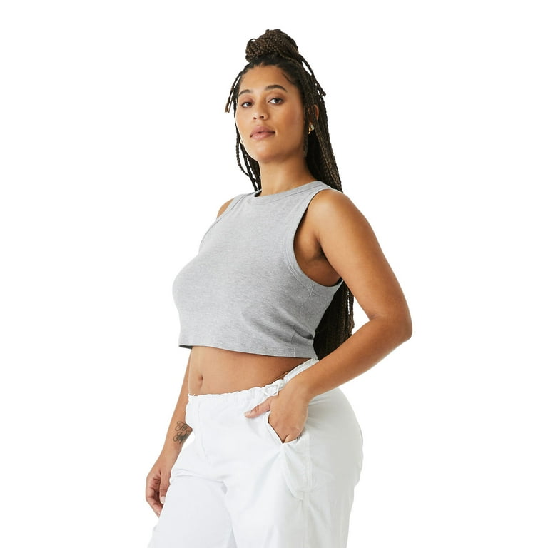 Bella + Canvas Womens Heather Micro-Rib Cropped Muscle Tank Top