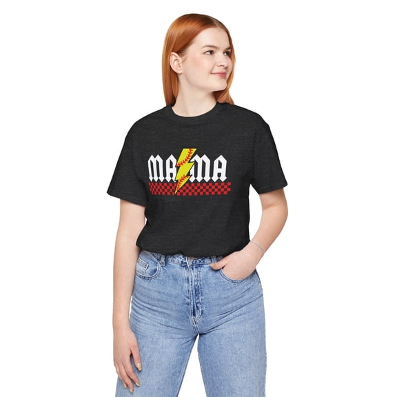 Softball Retro Mama Rocker Sports Checkerboard Shirt