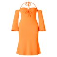 thumbnail image 1 of Femmes Élégante Robe Licol Sangle Basse Coupe Solide Couleur Queue de Poisson Robes Dame Sexy Robe d'Été, 1 of 9