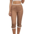 thumbnail image 2 of Drovellove Women's Plus Size Capri Leggings – 3/4 High Waisted Stretch Pants with Side Slit & Subtle Lace Detail for Workout, Yoga or Casual Lounging, 2 of 9