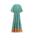 thumbnail image 2 of U.Vomade Robe Maxi Vintage Mode Femme Imprimée Col en V Rayonne Plage Boho Frange Été Boho, 2 of 10