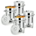 thumbnail image 1 of Ensemble Professionnel de Réchauds à Soupe en Acier Inoxydable – 11 Qt de Qualité Commerciale, Casseroles Rondes avec Couvercles Cranté et Porte-Carburant – Réchauds Alimentaires Robustes pour Buffets, Traiteur, Banquets – Ensemble de 4 (4 Pcs), 1 of 7
