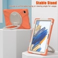 thumbnail image 3 of Case for Samsung Galaxy Tab A8 10.5 inch, 360 Degree Rotating Hand Grip Shockproof Cover with Shoulder Strap, Coral Orange, 3 of 7