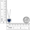 thumbnail image 3 of Gem Stone King 925 Sterling Silver Blue Simulated Sapphire and White Moissanite Pendant Necklace for Women | 8.64 Cttw | Heart Shape 12MM | With 18 inch Chain, 3 of 4