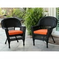 thumbnail image 1 of Jeco Chaise en Osier Noire avec Coussin Orange (Ensemble de 2), 1 of 3