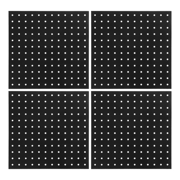 OUNONA 4Pcs Wall Mounted Black Metal Pegboard Panel Organizer Heavy Duty Tool Storage Rack for Home