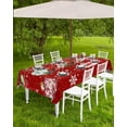 thumbnail image 3 of Red Christmas Balls Outdoor Tablecloth - 60x102 Inch Rectangle Dining Table Cover, Xmas Snowflake Botanical Waterproof Outdoor Table Cloth with Umbrella Hole & Zipper for Picnic/Patio/Party, 3 of 5