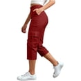 thumbnail image 5 of Women's High Waisted Cargo Pants Lightweight Summer Hiking with Pockets Cropped, 5 of 8