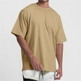 thumbnail image 2 of XuJwPNcy Men's Short Sleeve T Shirts Summer Cotton Casual Round Neck Tees Loose Solid Side Slit Tops Streetwear, 2 of 7