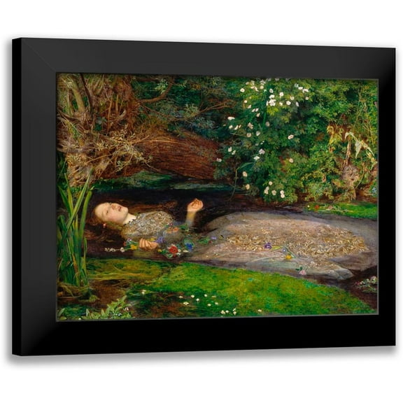 Millais, John Everett 14x12 Black Modern Framed Museum Art Print Titled - Ophelia