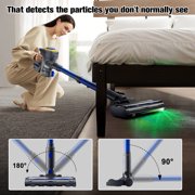 HOOFUN Cordless Vacuum Cleaner, 50mins Runtime, Powerful Stick Vacuum 6*2600mah Rechargeable Cordless Vacuum for Carpet, Tile, Pet Hair, Hardwood Floors, Blue