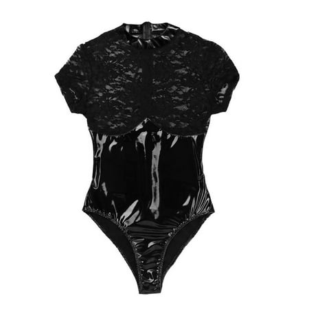 Leather Bodysuit for Women Black 1 PC Jumpsuit for Women Bodysuits Women Plus Size M