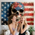 thumbnail image 4 of 7x5ft Skeleton Wall Backdrop Retro Floral Skull Art American Flag Nature Plants Flower Skeletal Party Photography Background for Halloween Banner Photo Studio Props, 4 of 5