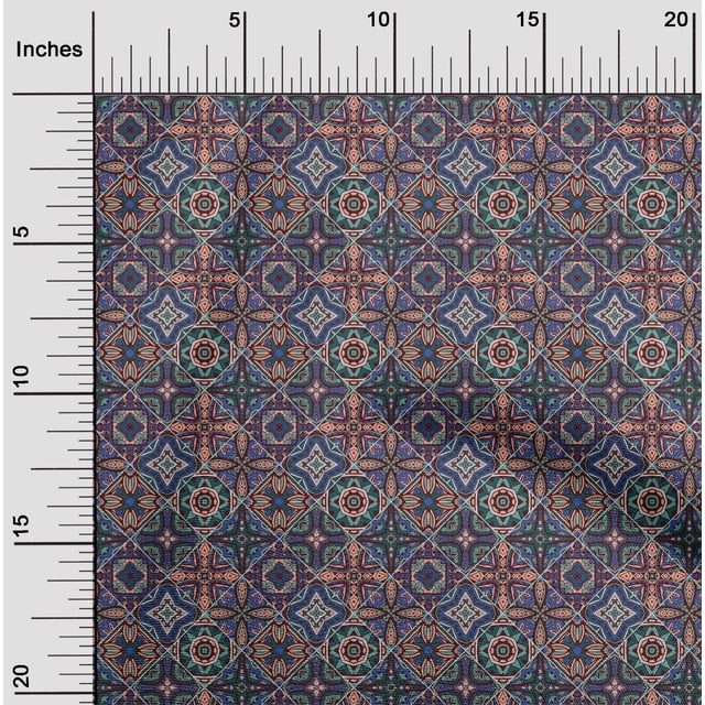 oneOone Georgette Viscose Fabric Floral & Geometric Ethnic Printed Fabric 1 Yard 42 Inch Wide