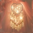thumbnail image 4 of Colgante Atrapasueños Amor corazón atrapasueños plumas LED luz colgante de pared atrapasueños decoración del hogar, 4 of 4