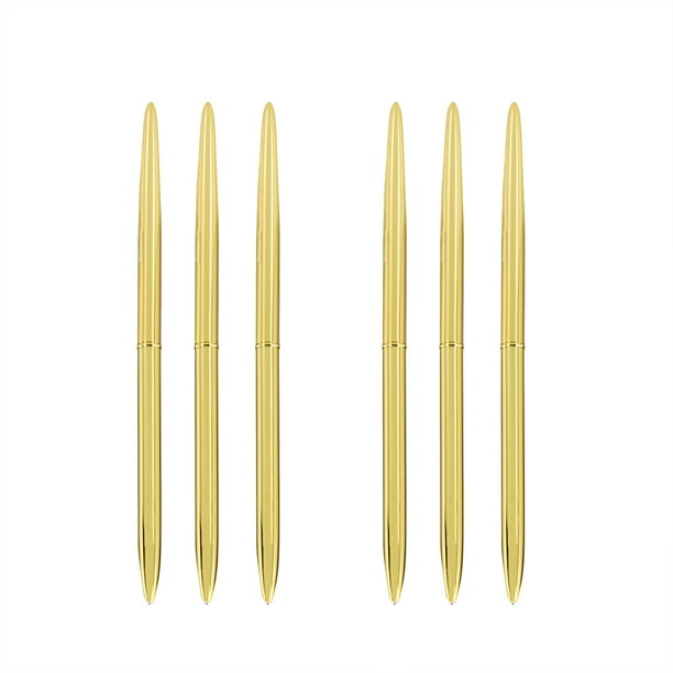 bolígrafos metálicos giratorios de doble cabezal, ligeros, de tinta negra, para material escolar y de oficina (dorado).