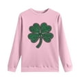 thumbnail image 6 of TKLPEHG Women's St Patricks Day Sweatshirts Long Sleeve Shamrock Heart Printed Pullover Irish Crewneck Casual Loose Tops (Pink,L), 6 of 7