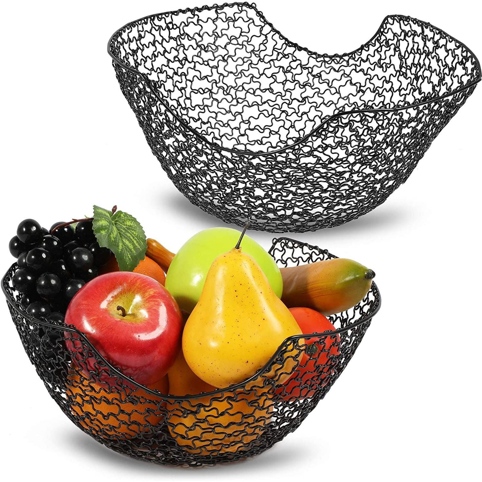 Black, gold and green Sue Supply Kitchen Simple Fruit Basket-style Living Room Fruit Bowl Home Iron Weave Snack Plate Novel Storage Basket