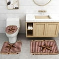 thumbnail image 5 of 4PCS/Set Vintage Brown Western Texas Star Shower Curtain, Primitive Berry Star Red Beige Plaid Rustic Wooden Board Country Bathroom Decor, Non-slip Bath Rugs Toilet Mats, Bless Our Home, 5 of 7