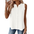 thumbnail image 7 of Avtoify Women's Solid Color Casual Loose Lapel-Quarter Sleeve Linen V-Neck T-Shirt Top, 7 of 7