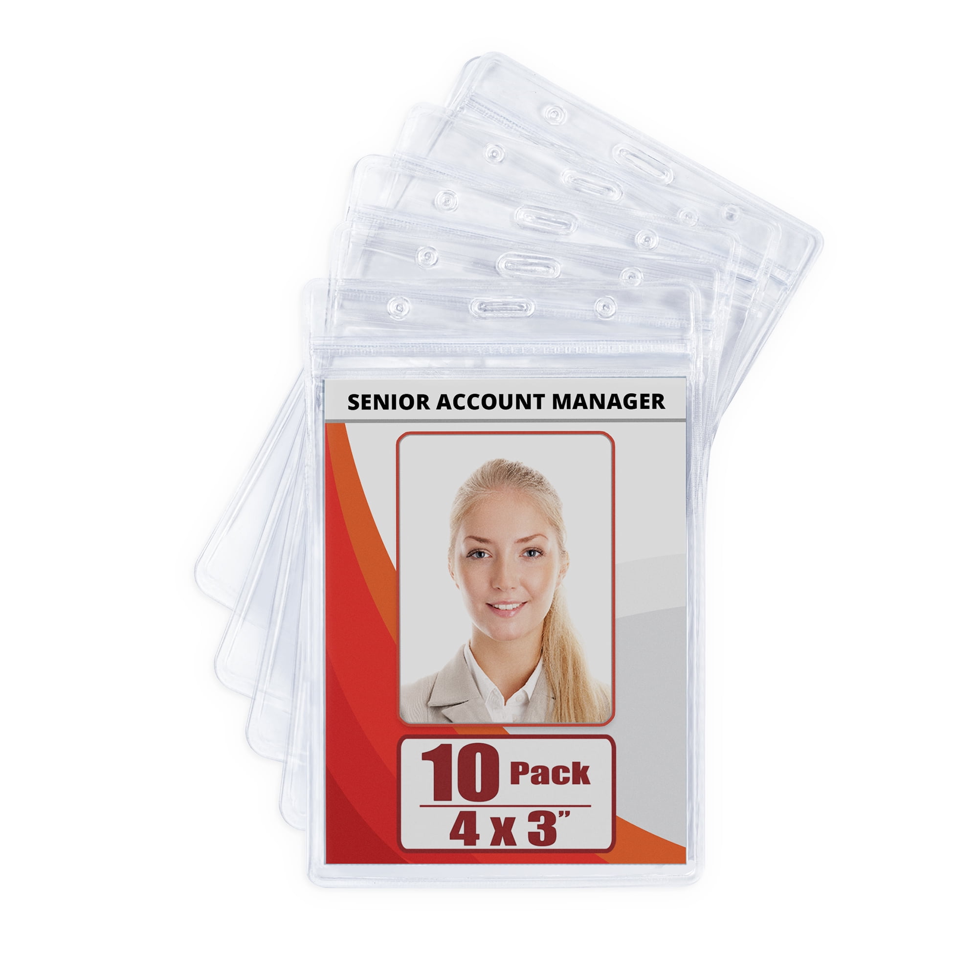 Card Holders Name Tag Holders Fushing Pack of 100 Clear Plastic