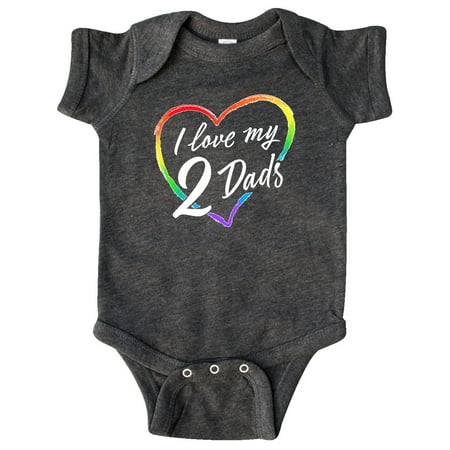 

Inktastic I Love My 2 Dads with Rainbow Heart Gift Baby Boy or Baby Girl Bodysuit