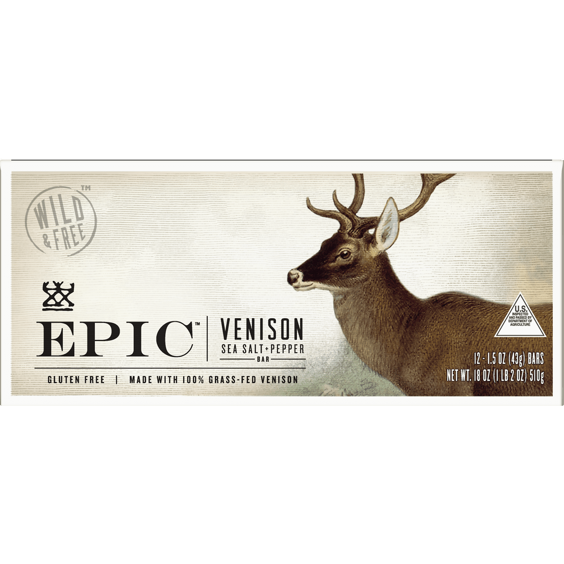 Epic Meat Bar - Venison Sea Salt Pepper Bar (12-Pack)