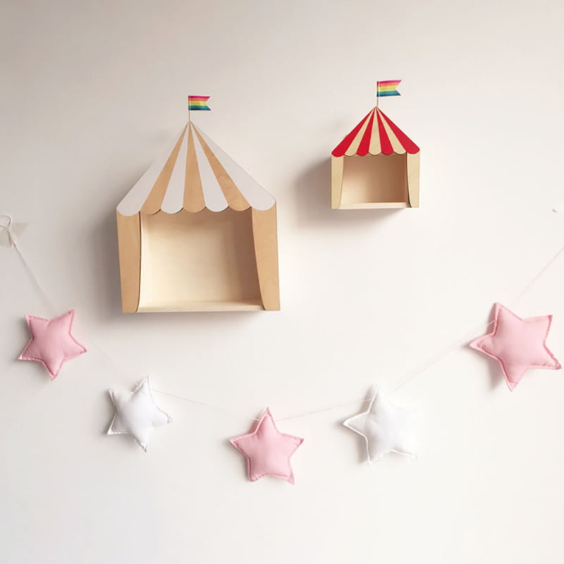 Colorful Hanging Star Wooden Beads Wall Decorations Baby Kids Room Decoration HD 