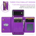 thumbnail image 2 of Nalacover Wallet Case for Google Pixel 7 Pro, 2 in 1 Design Zipper Pocket Luxury Shining PU Leather Cover with Back Card Slots Holder Magnetic Kickstand Shockproof Anti-Scratches Case, Darkpurple, 2 of 9